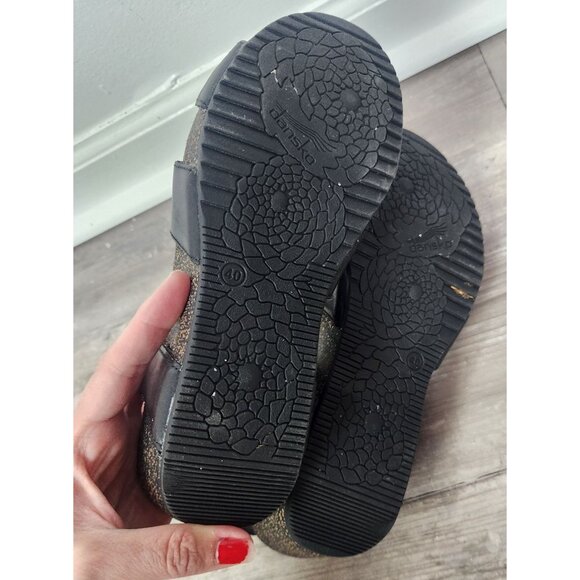 Dansko Women's Sz. 40 Savannah Cork Wedge Black Leather Sandals - Picture 8 of 8